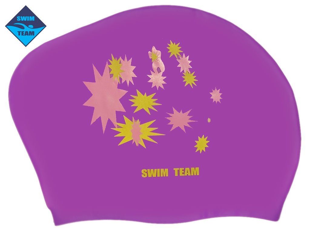 Шапочка для плавания для длинных волос SWIM TEAM звёзды: KW-S 