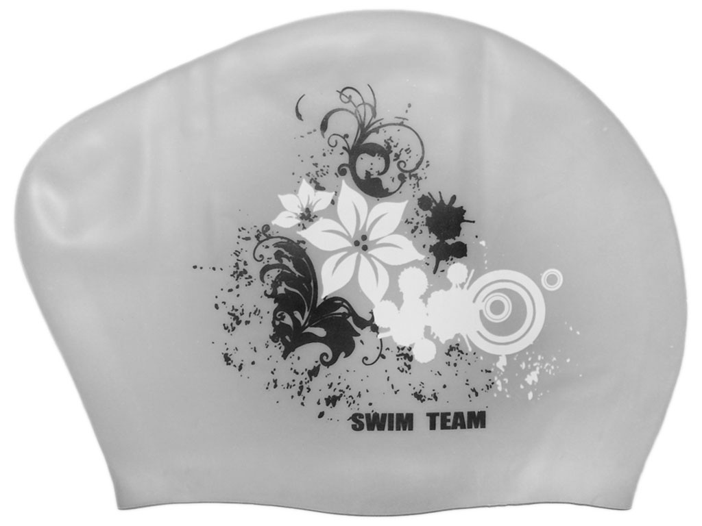 Шапочка для плавания для длинных волос SWIM TEAM цветы: KW-F 