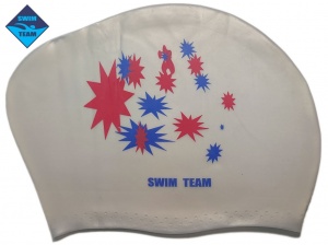Шапочка для плавания для длинных волос SWIM TEAM звёзды: KW-S  купить оптом у поставщика sprinter-opt.ru