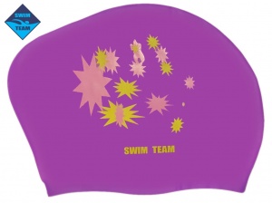 Шапочка для плавания для длинных волос SWIM TEAM звёзды: KW-S  купить оптом у поставщика sprinter-opt.ru