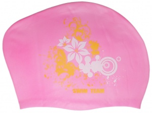 Шапочка для плавания для длинных волос SWIM TEAM цветы: KW-F  купить оптом у поставщика sprinter-opt.ru