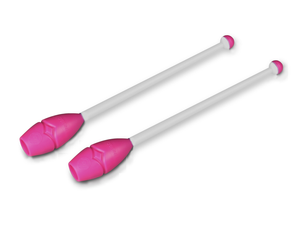 Булавы для худ. гимнастики с резин. наконечниками (вставляющиеся), 36 см, цвет; белый/розовый наконе