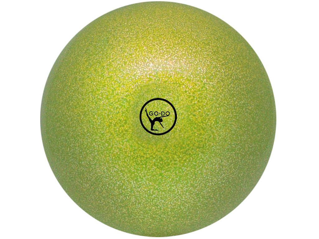 Мяч для художественной гимнастики GO DO. Диаметр 19 см. Цвет: салатовый с глиттером.