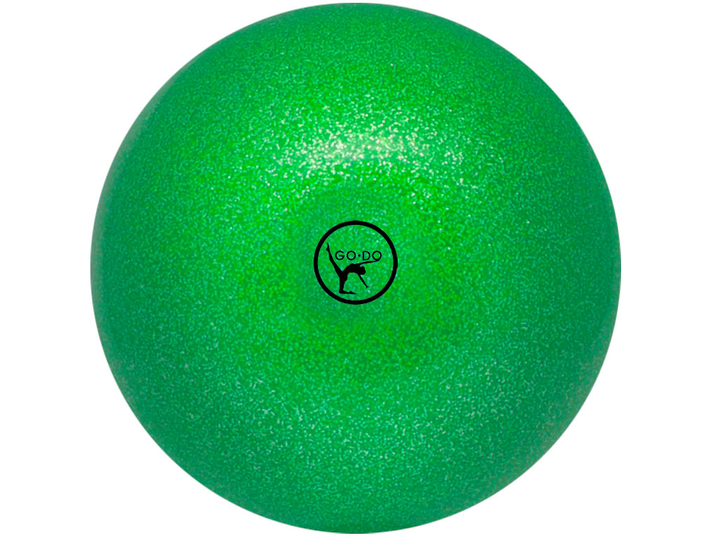 Мяч для художественной гимнастики GO DO. Диаметр 19 см. Цвет: зелёный с глиттером.