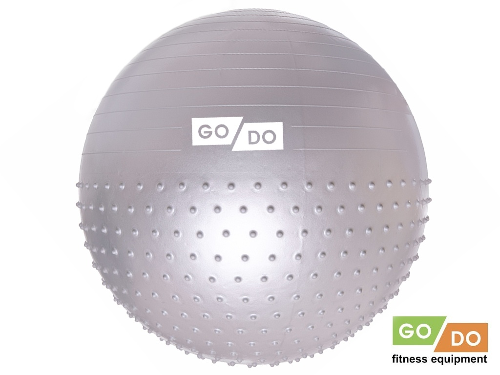 Мяч для фитнеса комбинированный с массажными шипами 65 см серый ВМ-65-СЕ