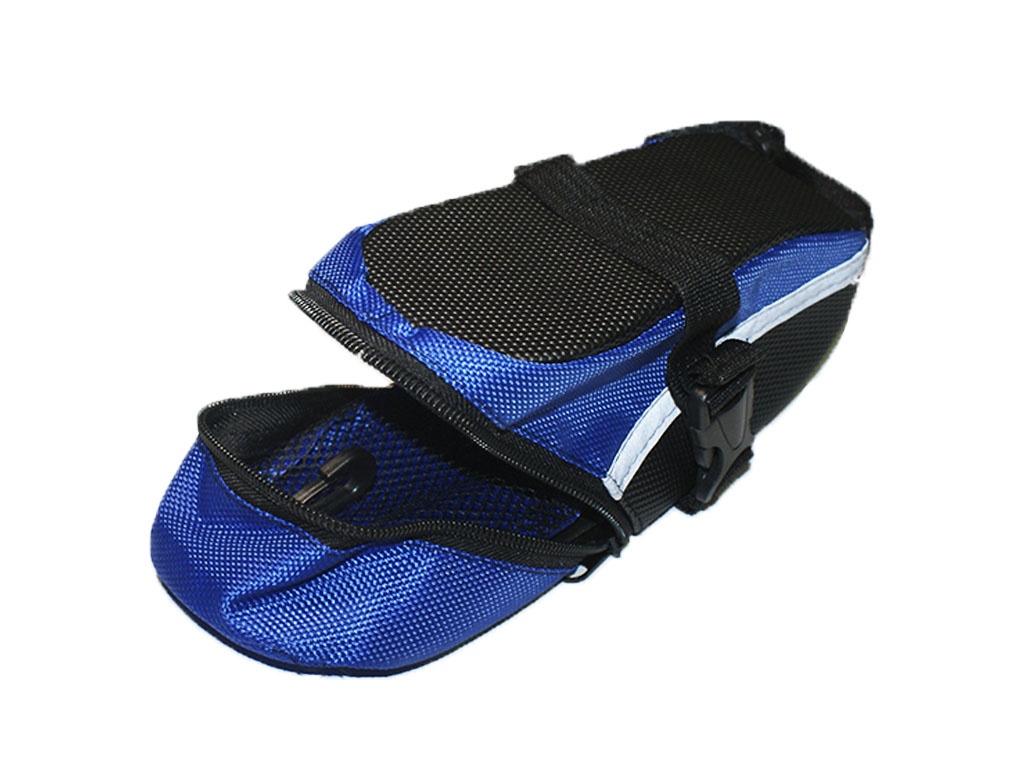 Сумка велосипедная под седло чёрная с синими вставками :SV-5