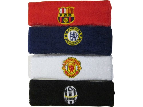 Повязка на голову с логотипами клубов: Inter, Juventus, Chelsea, Arsenal, Manchester United. Материал: махровая ткань.