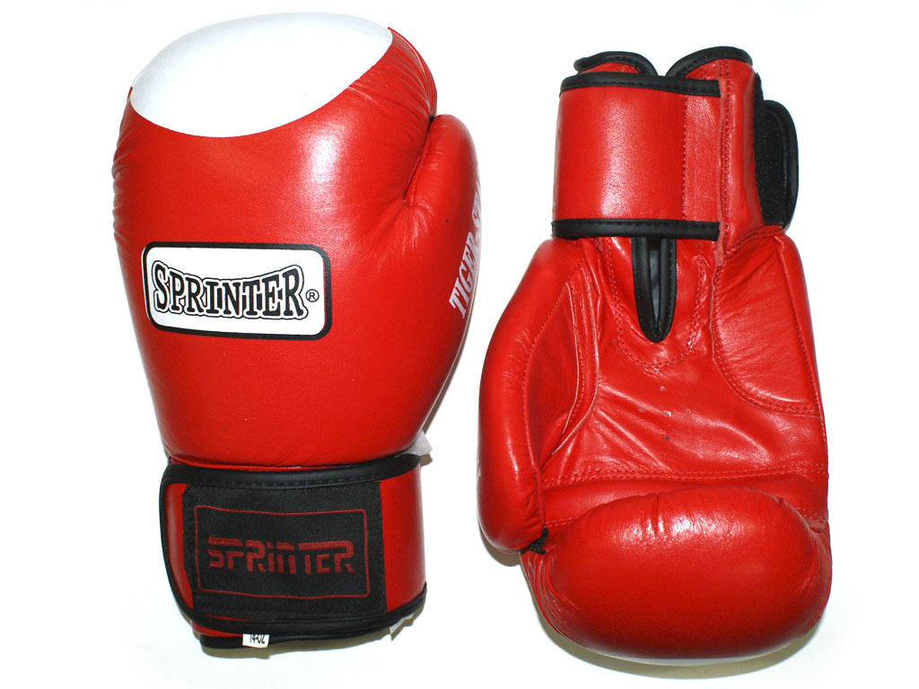 Перчатки бокс SPRINTER TIGER-STAR. Цвет: синий и красный.  размер-вес 14