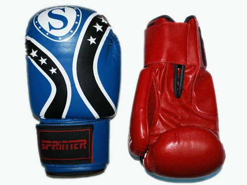 Перчатки бокс SPRINTER FIGHT STAR . Цвет: синий и красный.  размер-вес 10