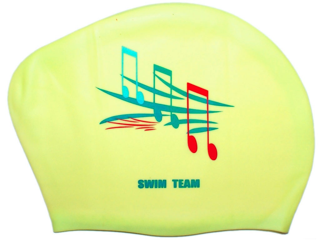 Шапочка для плавания для длинных волос SWIM TEAM ноты KW-Ц 