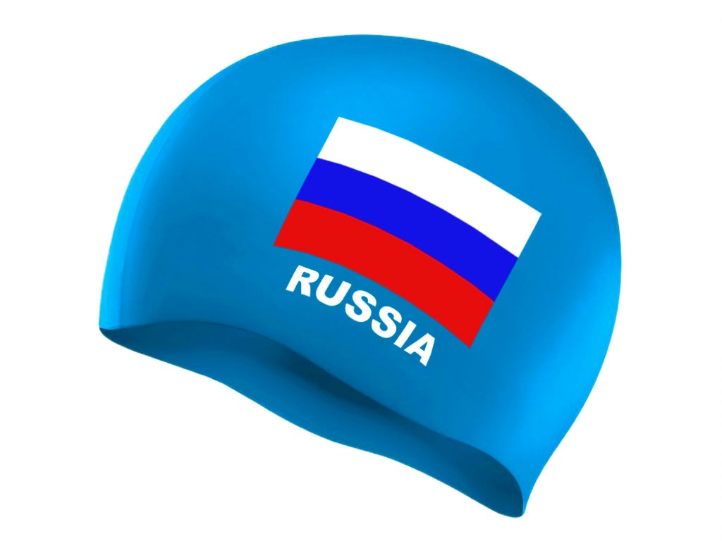 Шапочка для плавания SPRINTER. Классический дизайн с изображением флага России. 