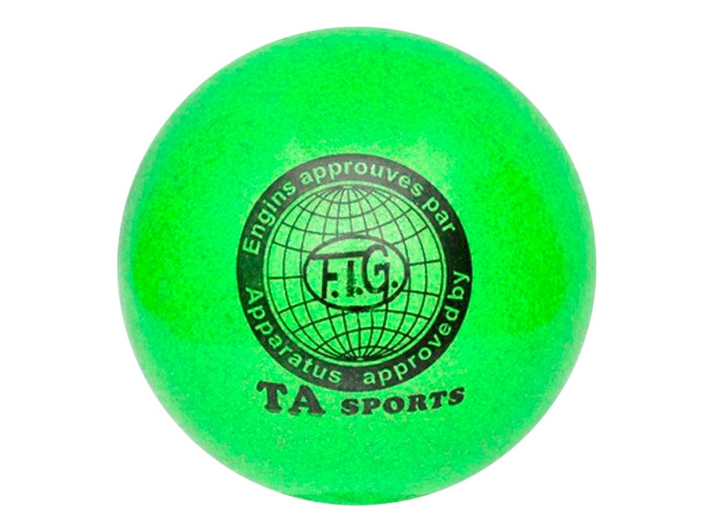 Мяч для художественной гимнастики. Диаметр 15 см. Цвет зелёный с добавлением глиттера: Т12