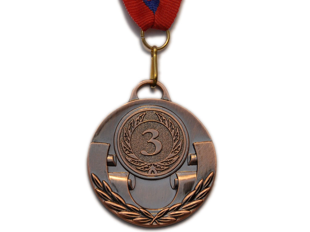 Медаль спортивная с лентой 3 место d - 5 см :507-3
