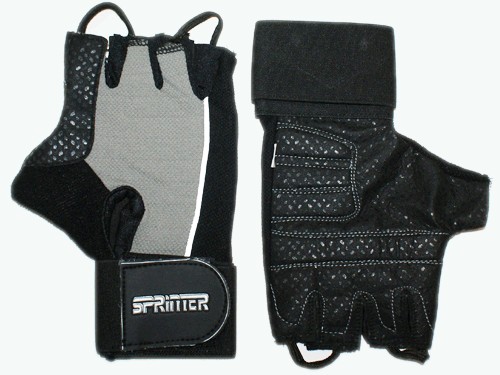 Перчатки для тяжёлой атлетики с напульсником. Цвет: чёрно-серый. Материал: кожа, замша. Размер XL. :(A):
