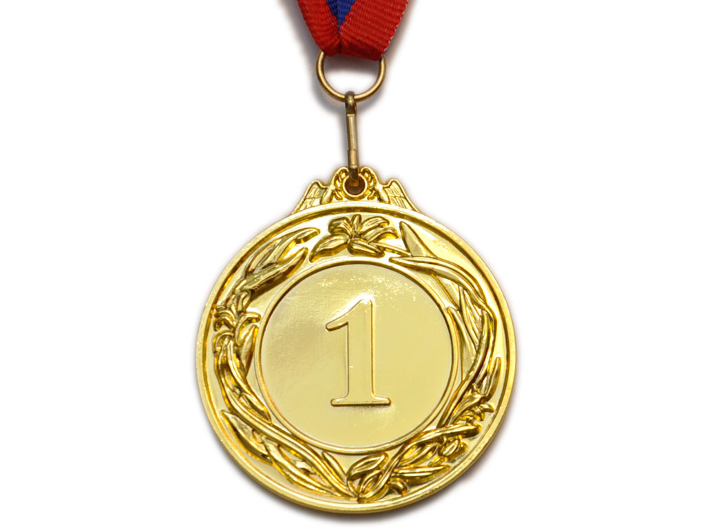 Медаль спортивная с лентой 1 место d - 5,3 см :530-1