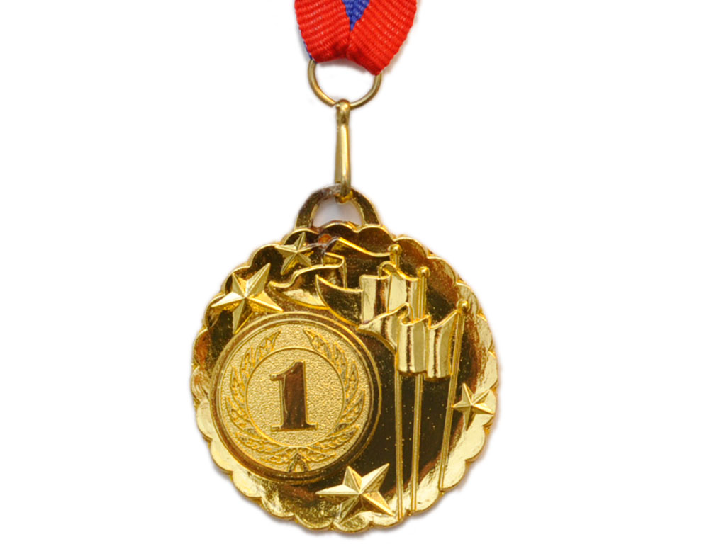 Медаль спортивная с лентой 1 место d - 5 см :506-1