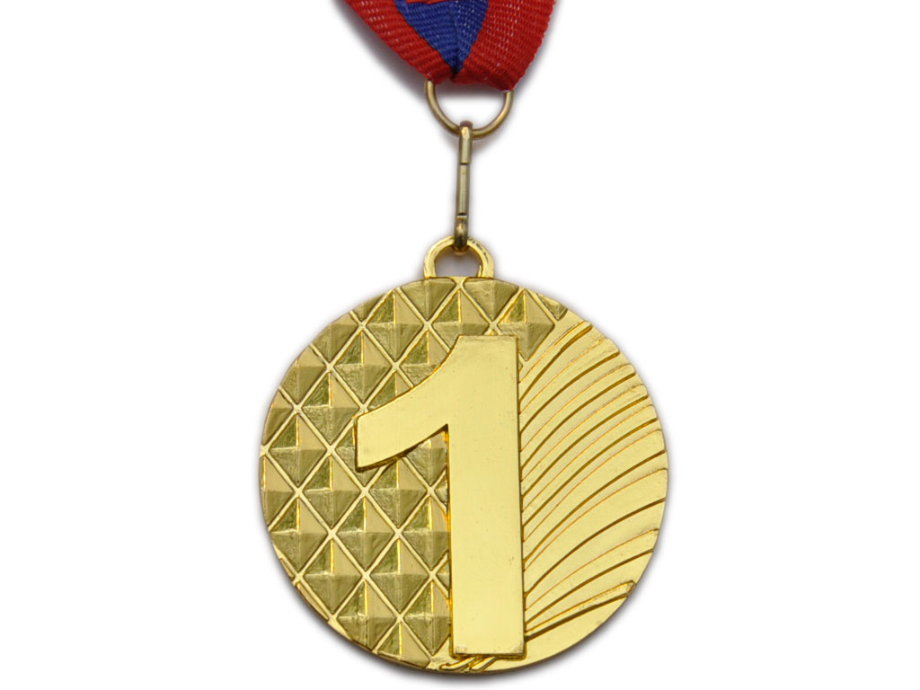 Медаль спортивная с лентой 1 место d - 5 см :5200-10