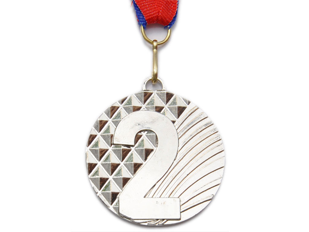 Медаль спортивная с лентой 2 место d - 5 см :5200-11