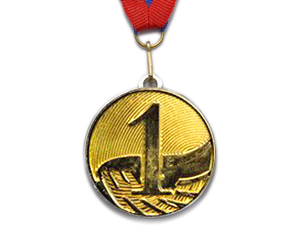 Медаль спортивная с лентой 1 место d - 5 см :5200-13