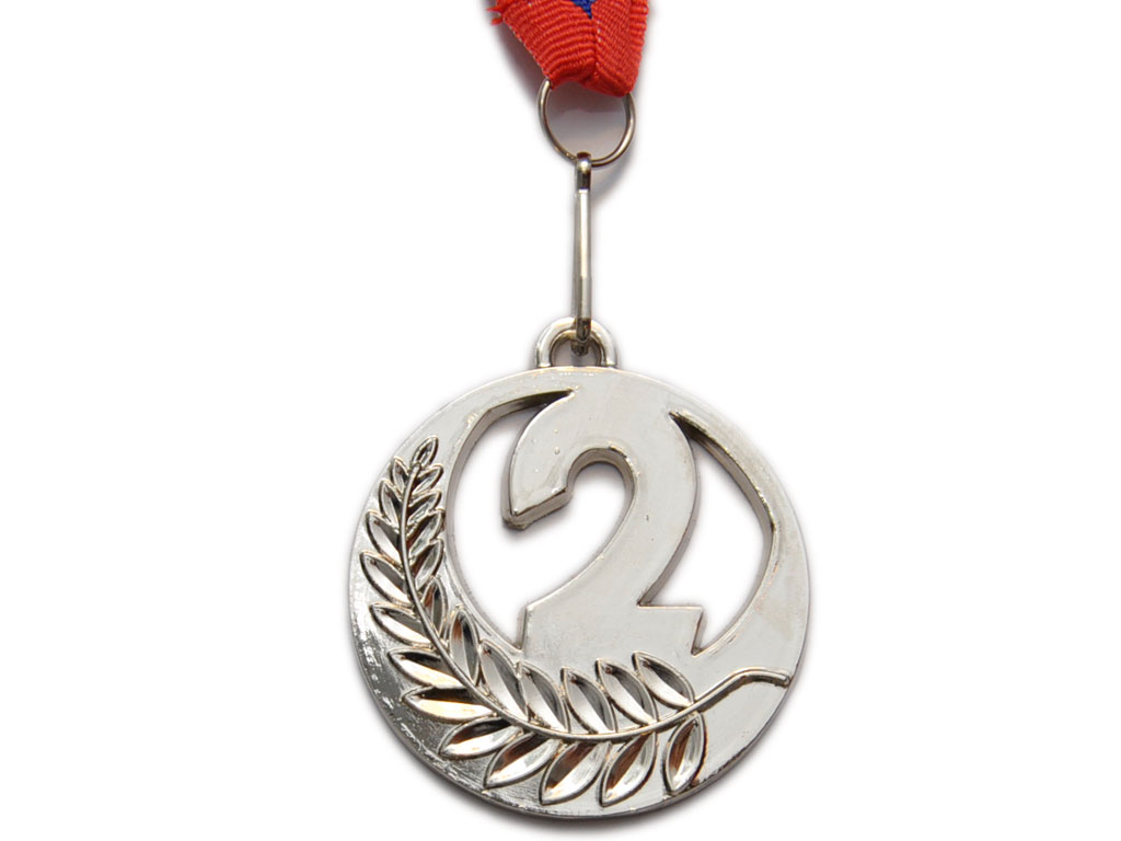 Медаль спортивная с лентой 2 место d - 6,5 см :5201-24