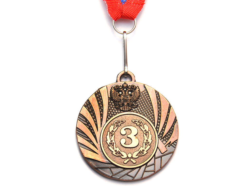 Медаль спортивная с лентой 3 место d - 5 см :1501-3