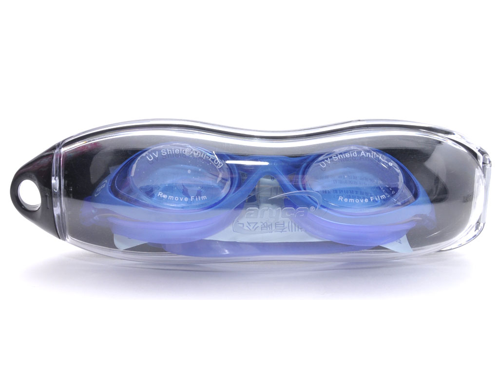 Очки для плавания ARYCA. Материал оправы - силикон, линзы -  антизапотевающее покрытие, беруши в комплекте, съёмная переносица. Индивидуальная пластмассовая упаковка. 811B