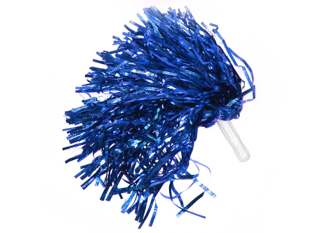 Помпоны для черлидинга металлизированные. Цвет синий. Ручка пластмассовая: длина 10 см, диаметр 2 см. SLB-40С