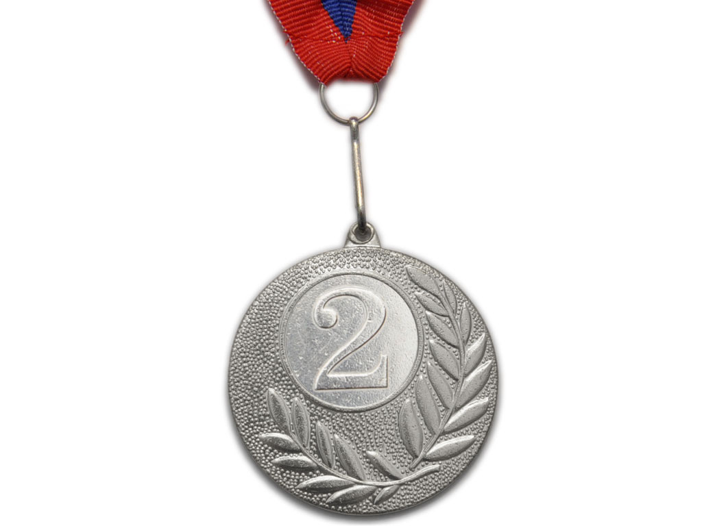 Медаль спортивная с лентой 2 место d - 5 см :T502-2