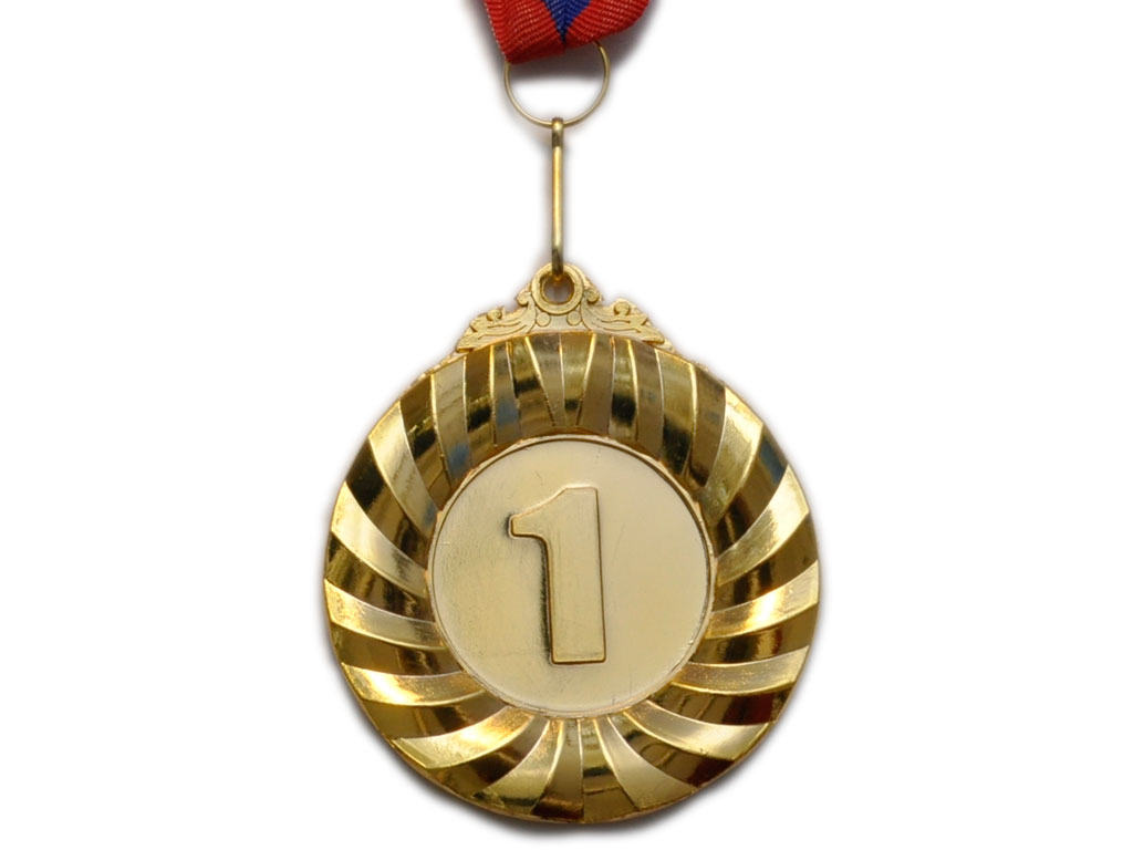 Медаль спортивная с лентой 1 место d - 6,5 см :Е03-1