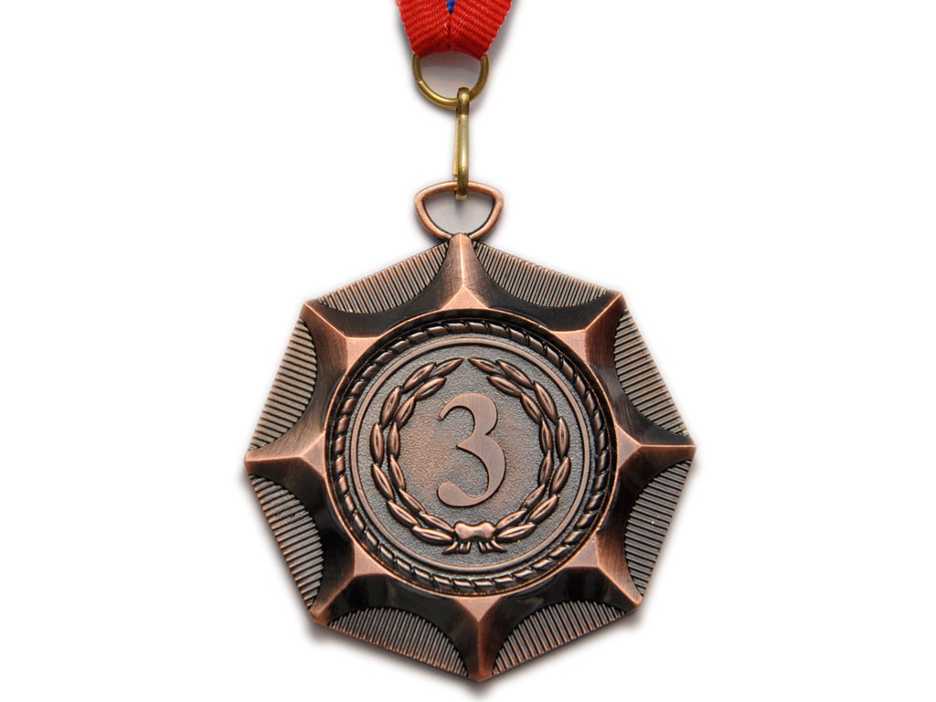 Медаль спортивная с лентой 3 место d - 6,5 см :Е04-3