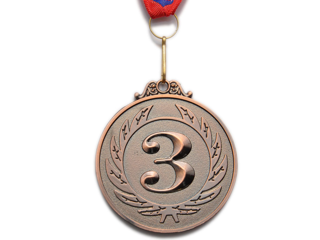 Медаль спортивная с лентой 3 место d - 6,5 см :Е05-3