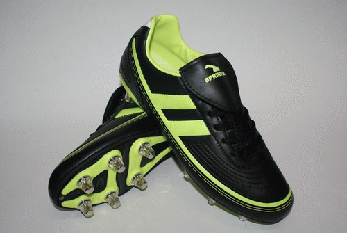 Бутсы футбольные SPRINTER,  верх - PVC, подошва - резина, металлические шипы, р-р 41. Цвет: чёрный+зелёные вставки :(AX2376-41BLACK/FLUOR GREE):