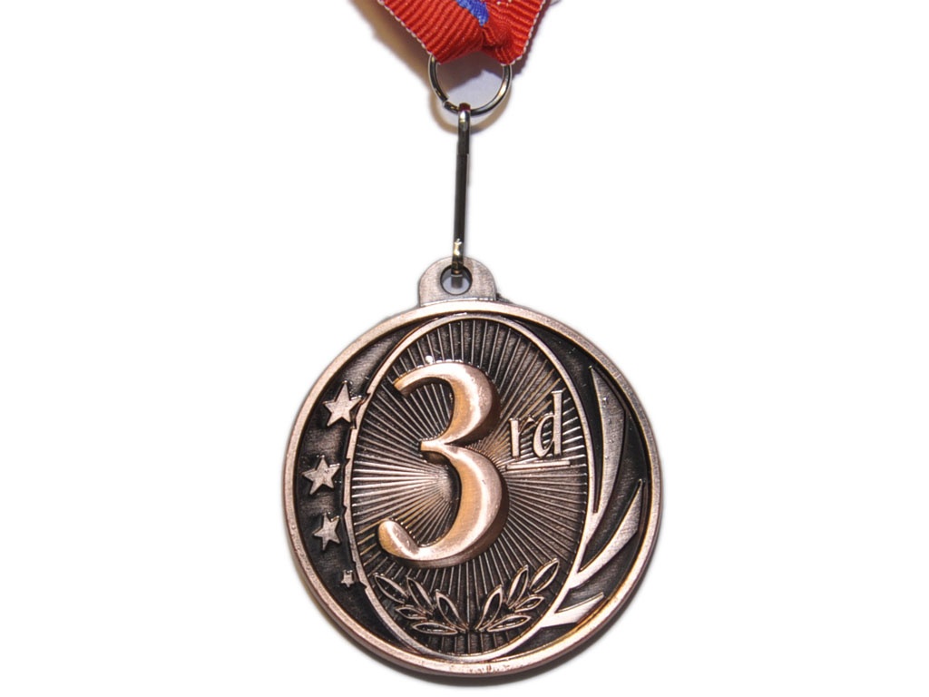Медаль спортивная с лентой 3 место d - 5 см :1801-3