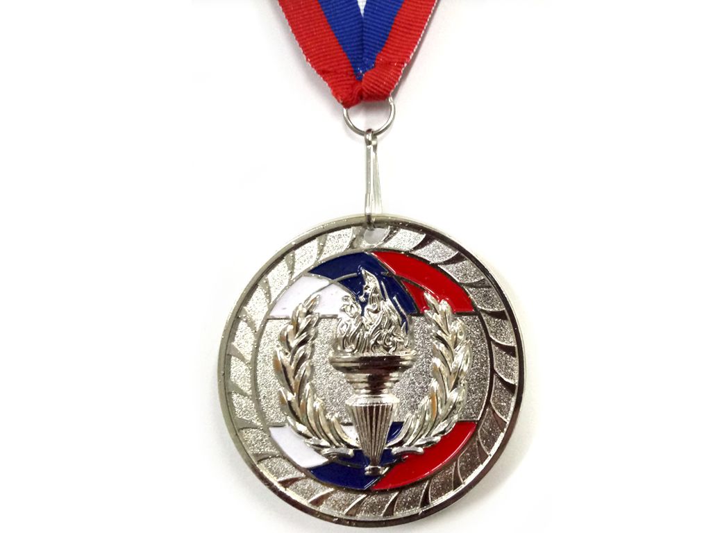 Медаль спортивная с лентой 2 место d - 6,5 см :1802-2