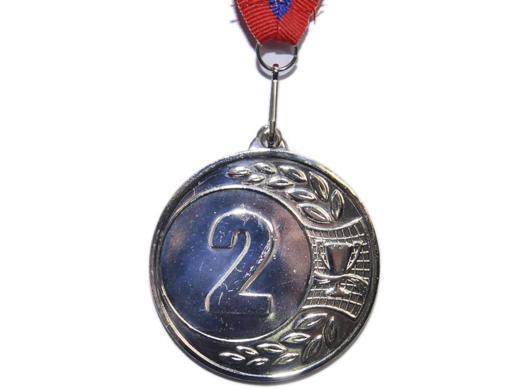 Медаль спортивная с лентой 2 место d - 6,5 см :1905-2