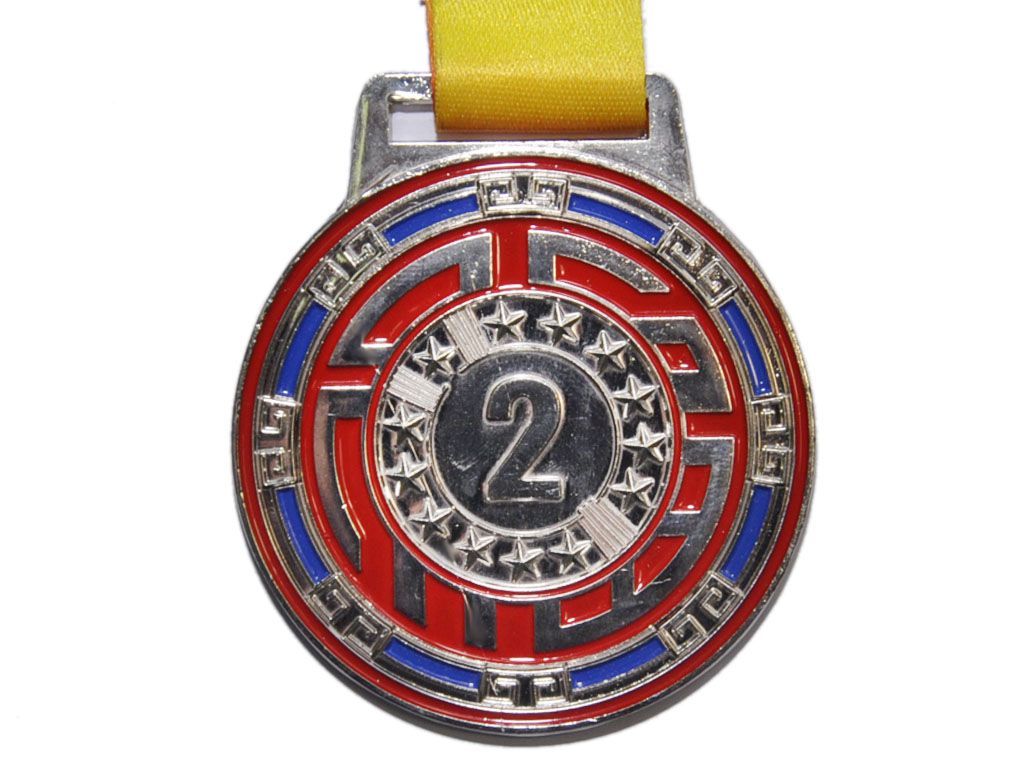 Медаль двусторонняя с лентой (перелив), 2 место. Диаметр медали 7 см:1901BG-2