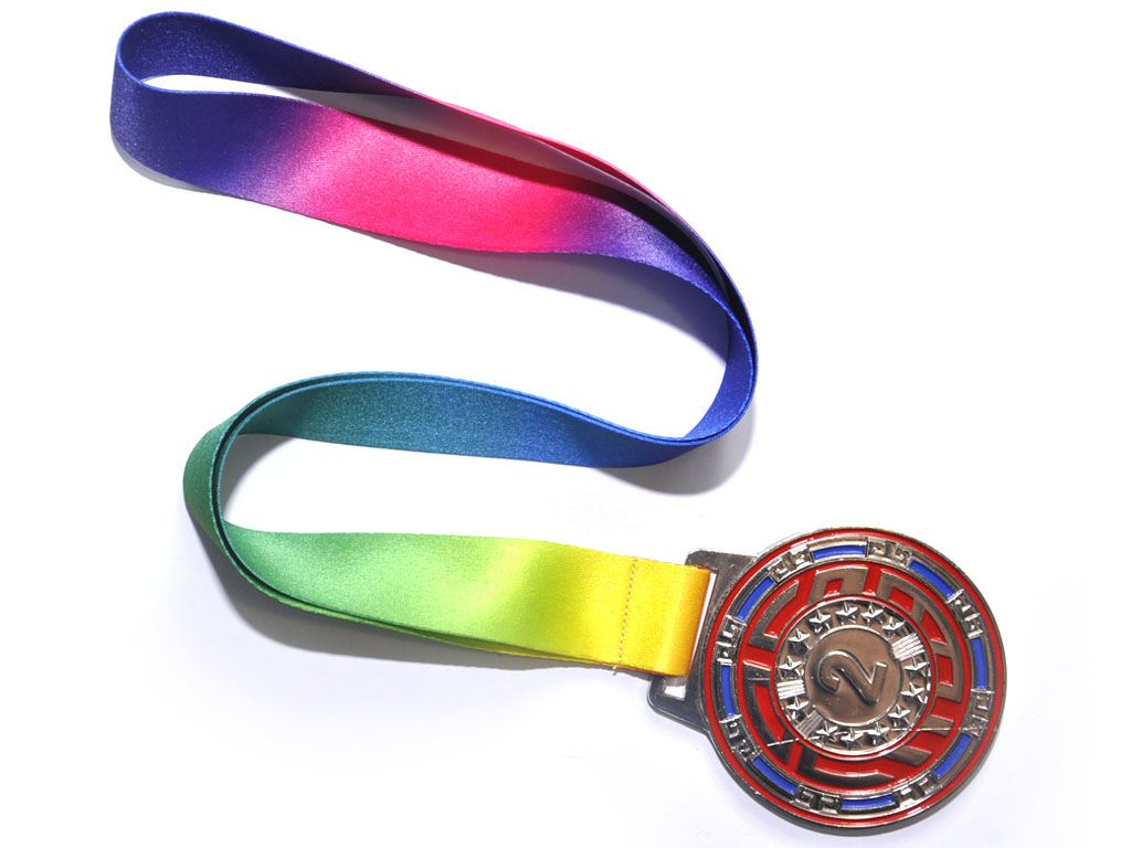 Медаль двусторонняя с лентой (перелив), 2 место. Диаметр медали 7 см:1901BG-2
