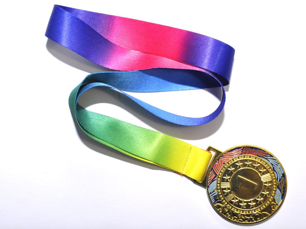 Медаль спортивная с лентой 1 место d - 6,5 см :1903-BL-1
