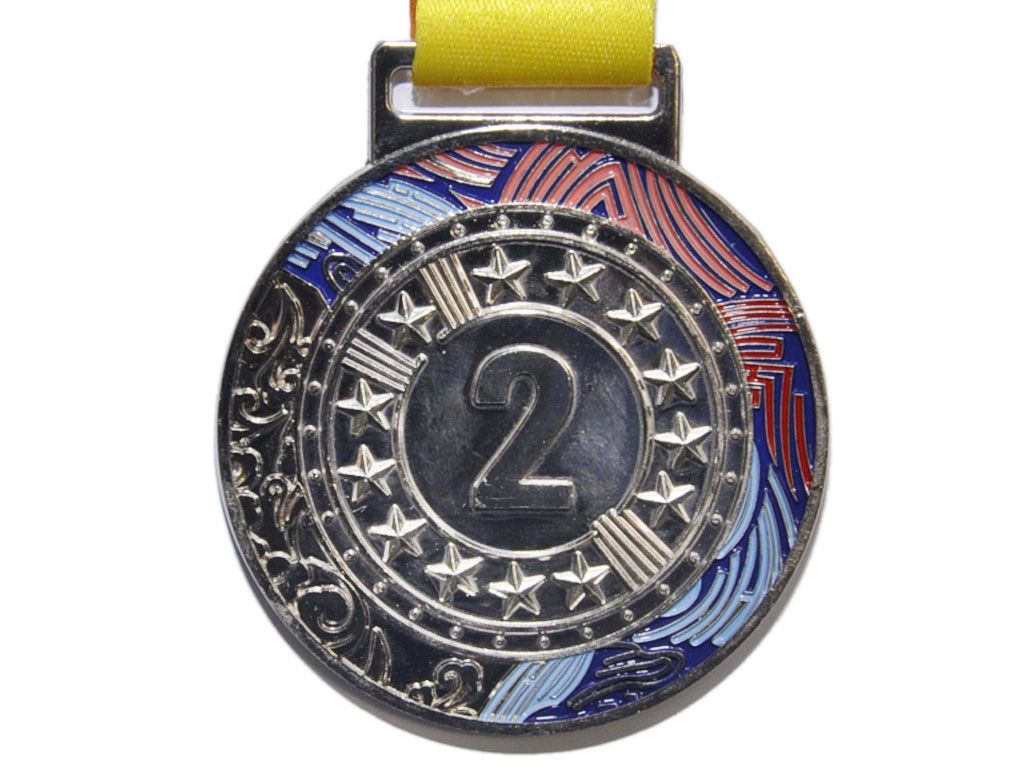 Медаль двусторонняя с лентой (перелив), 2 место. Диаметр медали 6,5 см:1903-BL-2