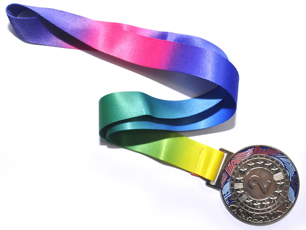 Медаль двусторонняя с лентой (перелив), 2 место. Диаметр медали 6,5 см:1903-BL-2
