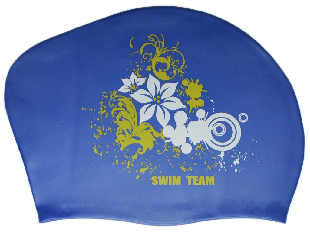 Шапочка для плавания для длинных волос цветы: KW-F 