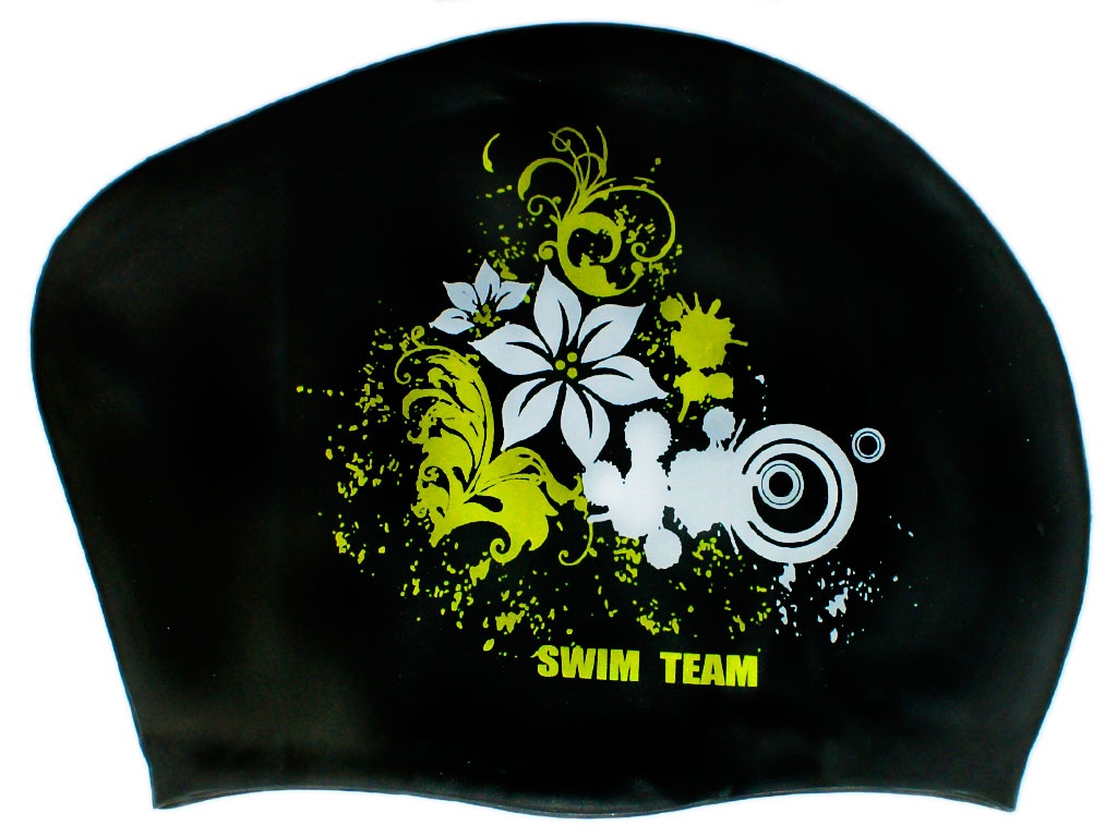 Шапочка для плавания для длинных волос цветы: KW-F 