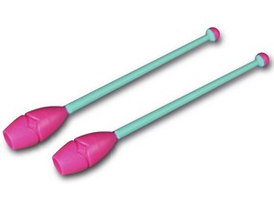 Булавы для художественной гимнастики с резиновыми наконечниками бирюзово-розовый купить оптом у поставщика sprinter-opt.ru