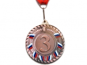Медаль спортивная с лентой 3 место диаметр 6 см, с жетоном: Т6-3 купить оптом у поставщика sprinter-opt.ru