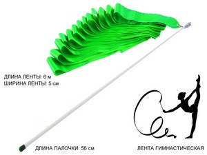 Лента гимнастическая. Цвет ленты: зелёный: АВ220-GR купить оптом у поставщика sprinter-opt.ru