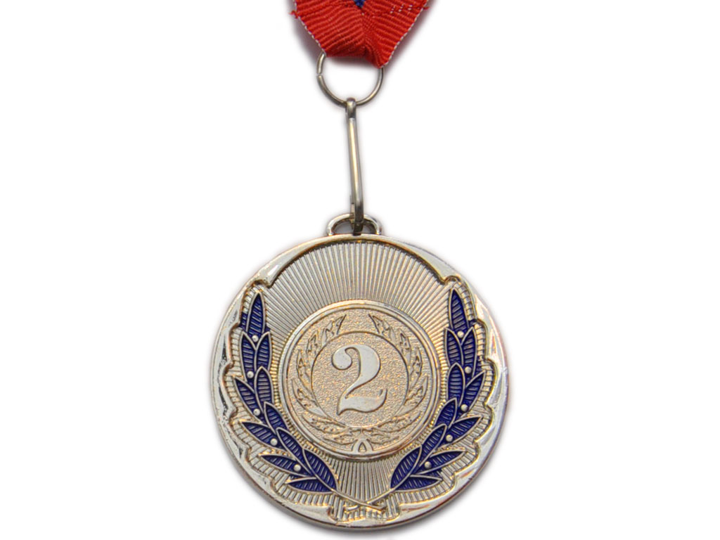Медаль спортивная с лентой 2 место d - 5 см :508-2 купить оптом у поставщика sprinter-opt.ru