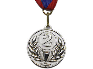 Медаль спортивная с лентой 2 место d - 5 см купить оптом у поставщика sprinter-opt.ru