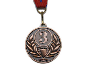 Медаль спортивная с лентой за 3 место. Диаметр 5 см: FF-3 FF-509-3 купить оптом у поставщика sprinter-opt.ru