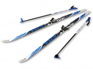 Лыжный комплект STС (лыжи, палки, крепление 75 мм): 205 купить оптом у поставщика sprinter-opt.ru