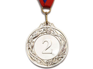Медаль спортивная с лентой 2 место d - 5,3 см :530-2 купить оптом у поставщика sprinter-opt.ru